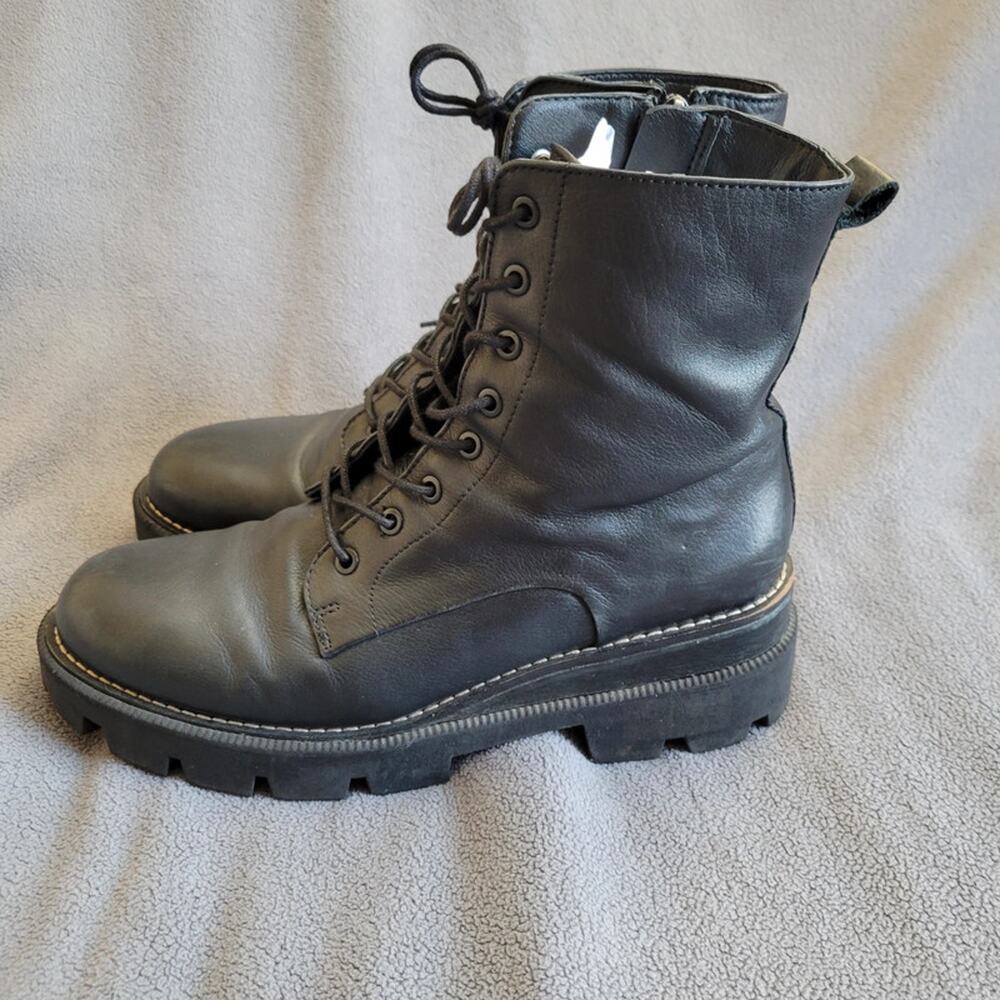 SAM EDELMAN GARRET Shoes Boots Womens 8 Combat Leather Lace Up Inner Zip Motor - Picture 3 of 14